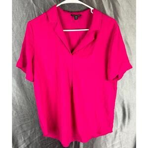Hilary Radley Pink Blouse Women’s Size Small Short Sleeve V Neck Casual Work Top